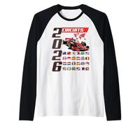 Racing Car Silhouette 2026 Motorsport Schedule Raglan Baseball Tee