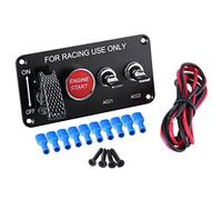 Racing Car Start Push Button Panel,12V 4 Group Toggle Ignition Switch Panel Engine Start Push Button for Racing Car