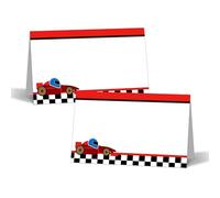 Racing Car Table Place Cards - 25PCS Tent Cards - 2.1” x 3.5“ Two Fast Food Lables - Name Place Cards for Table Setting - Name Cards for Birthday Party Baby Shower - Scored for Easy Folding -18