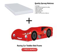 Racing Car Theme Toddler Bed Frame Nightstand Storage Red F1 Cot Size 70 140