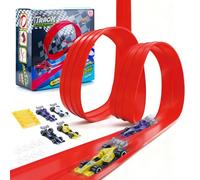 Racing Car Toy, Car Racing Track 5 m Including 4 Cars, 1 Ramp, A Great Gift for Boys and Girls (Red)