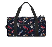 Racing Car1 White Black Racing Flag Printed Duffel Bags with Shoe Compartment Gym Bag for Travel Sports Workout
