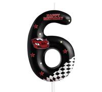 Racing Cars Birthday Candles Number 6 Star Black Racing Cars Traffic Theme 6th Birthday Party for Girl Boy Birthday Cake Topper Birthday Celebration Anniversary Decorations