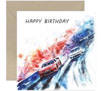 Racing Cars Birthday Card for Him - Nascar Racing Motorsports Birthday Card for Men Women - Sports Greeting Card for Boy Birthday - Nephew, Son, Uncle, Dad, Husband | Blank Inside