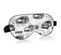 Racing Cars Speed Sport Seamless Black White Eye Masks Cover Blocks Light Sleep Mask Shade Cover Blindfold Relaxing Eyeshade Cover with Adjustable Head Strap for Men Women Kids