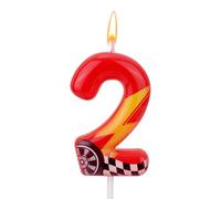 Racing Cars Themed Birthday Candle, Red Racing Car Lightning Number Candle