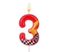 Racing Cars Themed Birthday Candle, Red Racing Car Lightning Number Candle