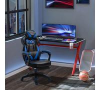 Racing Chair Recliner with Wheels, Pillow, Retractable Footrest Home Office VINSETTO Blue One Size
