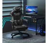 Racing Chair Recliner with Wheels, Pillow, Retractable Footrest Home Office VINSETTO Grey One Size