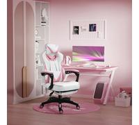 Racing Chair Recliner with Wheels, Pillow, Retractable Footrest Home Office VINSETTO Pink One Size