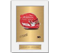 Racing Driver Charles Leclerc 2023 Helmet Signed Photo Display Mount A4 for Racing Fans