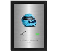 Racing Driver George Russell 2024 Signed Print A4 Framed Helmet Poster For Fans And Supporters