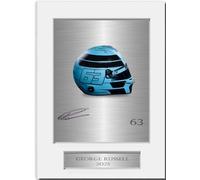 Racing Driver George Russell 2025 Helmet Poster Signed Photo Display Mount A4 Gift For Racing Fans