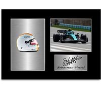 Racing Driver Sebastian Vettel 2022 Car Helmet Signed Photo Display Mount A4