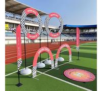 Racing Drone Training Kit, RC Helicopter Practice Track with Racing Air Rings, Arch Obstacles, Banner Flags, Landing Pad for Schools and Beginners