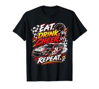 Racing Eat Drink Cheer Repeat Speedway Track Value Graphic T-Shirt