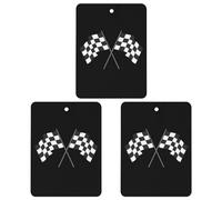 Racing Flag Novelty Car Air Fresheners Long Lasting Paper Scent Hanging Decor for Home Auto Rear View Mirror Closet 3 Piece