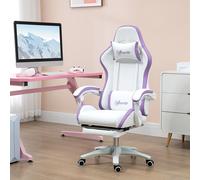 Vinsetto Racing Gaming Chair, Reclining PU Leather Computer Chair with 360 Degree Swivel Seat, Footrest, Removable Headrest White and Black Aosom UK