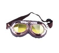Racing Glasses Ski Goggles Retro motocross helmet aviator goggles jet vintage motorcycle scooter glasses off road glasses(Yellow lens)