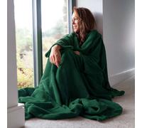Racing Green Snug Rug Deluxe Blanket With Sleeves Luxury Cosy Super Soft Coral Fleece Fabric Long Oversized Pouch Pocket Adults