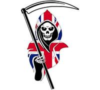 Racing Grim Reaper Skull Union Jack Car Vehicle Van Truck Sticker (Medium 30cm x 20cm)