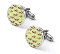 Racing Horse Pattern 1 Pair Men's Cuff Links Alloy Cufflink Set Silver Shirt Accessories for Business Wedding Gifts 2.0cm