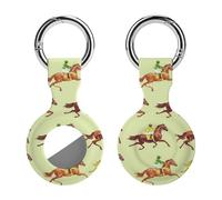 Racing Horse Pattern Compatible with Airtag Locator Silicone Protective Case with Keychain 1PCS