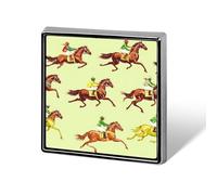 Racing Horse Pattern Square Badge Pin Metal Memorial Brooch Button Lapel Pins for Backpack Wedding