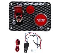 Racing Ignition Switch Panel Kit 2 in 1, 12V 40A, Carbon Fiber Look, Push Button Toggle Switch - Enhanced Visual Appeal, Durable Materials, Universal for RV Truck and Off Road