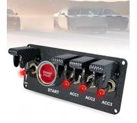 Racing Ignition Switch Panel with Red Illuminated Push Button and Relay Controlled Circuit for Engine Start Shutdown Tasks