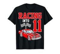 Racing Into 11 Funny Car Race 11th Birthday Party T-Shirt
