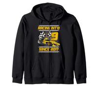 Racing Into 9th Birthday Boys 9 Year Old Kids Since 2017 Zip Hoodie