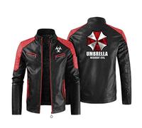 Racing Jacket Resid.ent Evil, Retro Windproof Faux Leather Cargo Jacket, Autumn Winter Fleece Lined Stand Collar Outdoor Coat Top-Black 2||XL