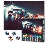 Racing Jigsaw Puzzles 1000 Pieces, Night Racing Car Drive at Speed on Road Double Exposure Puzzle for Adults 1000 Pieces, Impossible Challenging Puzzles, 19.5 x 27.5 Inch