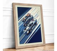 Racing Momentum Modern Framed Wall Art Print A4 (29.7×21cm) Oak, Wall Decor for Living Room, Bedroom, Office & Home, Ready to Hang, Art Gift