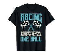 Racing One Ball Checkered Flag Race Car Driver Racer Gift T-Shirt