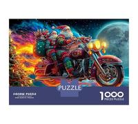 Racing Rider 1000 Piece Premium Cardboard Santa on Motorcycle Jigsaw, Educational Challenge Adults, Stress Relief, Gift & Family Game Night 38x26cm/1000pcs