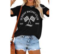 Racing Shirt Women Checkered Flag Racing Shirts Race Day Car Casual Unisex Short Sleeve Tee Tops