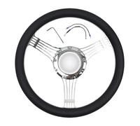 Racing Steering Wheel 13.8" 350mm, 6 Bolt JDM Car Accessory with Red Grooved Spoke Bracket and Horn Button, for Racing Simulators, Rally, and Modified Cars,Golf Cart