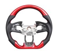Racing steering wheel Compatible With 10th Tenth For Generation For Civic 2016 2017 2018 2019 2020 2021 Carbon Fiber Red Perforated PU Steering Wheel Parts(Red 2)