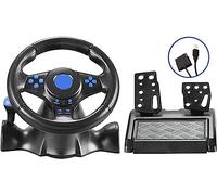 Racing Steering Wheel, Racing Wheel, Pedals and Vibration, with Paddles Shifter, Compatible with PS4/Switch/Android/ PS3/XBOX 360/PC