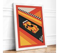 Racing Stripes Retro Framed Wall Art Print A4 (29.7×21cm) White, Wall Decor for Living Room, Bedroom, Office & Home, Ready to Hang, Art Gift