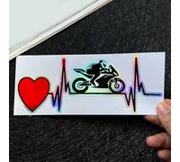 Racing Style Motorbike Decals Heartbeat Design Waterproof PVC(B) | High-visibility racing pattern, weather-resistant PVC, suitable for helmets, for bikes, cars, long-lasting color
