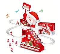 Racing Tack Playset with LED Light and Music Christmas Roller Climbing Santa Electric Slide Climbing for Toddlers Boys Girls
