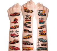 Racing Temporary Tattoos 10 Sheets,Race Car Kids Tattoos,Waterproof Skin-Friendly Children Tattoo Stickers for Boys Girls Cars Theme Birthday Party Bags Fillers Gifts Classroom Rewards Carnival Prizes