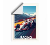 Racing Toward Mountains Retro Unframed Wall Art Print A4 (29.7×21cm), Wall Decor for Living Room, Bedroom, Office & Home, Art Gift