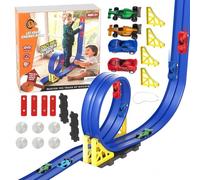 Racing Track Set for Kids - Vehicle Building Race Track Toy, Interactive Play Racing Game | STEM Learning Toy for Boys, Ideal for Birthday Christmas, Home School Travel and Kindergarten Entertai