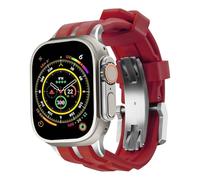 RACINGPREMIUM]For AppleWatch Ultra1/2/S10/S9/S8/S7,Belgian Original Design,Luxury Fluoroelastomer AppleWatch Band,Stainless/Titanium(For AppleWatch44/45/46/49mm,Victory Red)