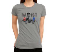 Racist/ C or P - Funny Meme Design with Irony and Black Humour, Perfect Fun Motif Ladies T-Shirt, gray, M