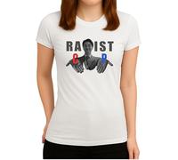 Racist/ C or P - Funny Meme Design with Irony and Black Humour, Perfect Fun Motif Ladies T-Shirt, White, M